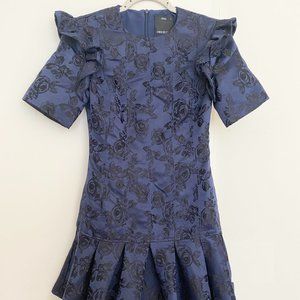 c/meo collective navy embroidered floral party dress